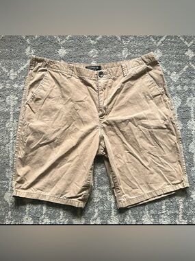 Express Men's Tan Flat Front Chino Shorts